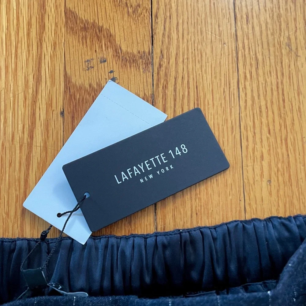 Lafayette 148 Navy Pinstriped Wool Pants with Elastic Waistband. Size S. NWT - Picture 10 of 10